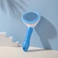 Professional blue and white self-cleaning slicker brush for pet cat and dog grooming - OPP Bag / Blue