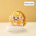 Yellow cotton rope dog toy ball with cute panda pattern for small dogs to chew and play - Sphere Style / Yellow