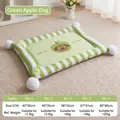 Green double-sided cooling pet mat with white pom-poms and cute apple dog cartoon - Size 3 58*42 (Under 6kg) / Green Apple Dog