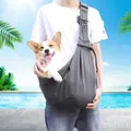 Grey adjustable pet sling carrier bag for dogs and cats, ideal for outdoor travel adventures - Buckle Model / 80x65x30cm / Dark Gray