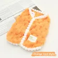 Cute orange plush dog vest with white pom-pom trim, thickened winter pet sweater - XS Size 1 (21*28cm, Recommended 1-1.5kg) / Orange