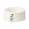 Eleganter cremefarbener Futternapf mit facettiertem Design und silbernem Bären-Ornament - Nur Basis (Ohne Edelstahlnapf) / Creme