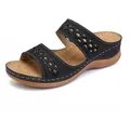 Sandales compensées classiques noires pour femmes avec brides tressées et semelle - 35 / Noir
