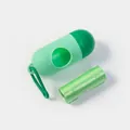 Portable green capsule-shaped pet waste bag dispenser with one roll of waste bags - Capsule Box + Waste Bag / Light Green + Dark Green
