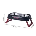 Foldable double stainless steel dog and cat bowl stand with dimensions 38.3x22.5x13.5cm - 3-Tier Adjustable Folding Stainless Steel Double Bowl / Black