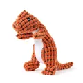 Orange dinosaur-shaped plush dog toy with a durable and textured corduroy surface - Orange Dinosaur