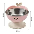Elevated pink apple-shaped pet bowl with stainless steel insert and anti-slip base - Stainless Steel Bowl Set / Pink
