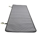 Detailed view of gray quilted pet car seat cover with hexagonal pattern and white clips - 140x45cm / Gray
