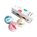 3-piece cat toy set featuring flashing fish bone hollow balls in blue, pink, and white - Bell Ball And Flashing Ball And Mint Ball (Set) / 3 Pieces/Pack (5cm)