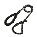 Professional black reflective P-chain dog training leash with soft foam handle grip - 12mm*120cm / Black