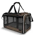 Portable breathable foldable pet carrier bag for small dogs and cats with mesh windows - 46*30*30cm / Khaki