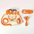 Detailed view of a cream and orange pet harness set with leash and shoulder strap components - S / Orange