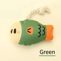 Durable green cartoon fish plush dog squeaky chew toy with cotton rope for small breeds - Fathead Fish / Green