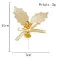 Golden Christmas cake topper with holly leaves and bell decoration - Gold Leaf Style (W2-28) / 10cm x 7cm / Gold
