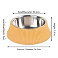 Yellow Roman column style anti-tip pet bowl with removable stainless steel inner bowl - Large Round Roman Column / Turmeric
