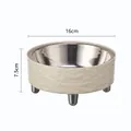 Elevated stainless steel pet bowl featuring a 16cm wide mouth and 7.5cm height dimension - Set (Stainless Steel Inner + Ripple Base) / White