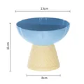 Stilvoller erhöhter Haustiernapf in Blau mit gelbem Waffelboden, Maße 13 cm mal 11 cm - Blau / 13x11cm