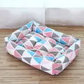 Thickened rectangular pet bed with colorful geometric pattern for cats and dogs - Ice Cream Triangle / Size 1 (45x30cm)
