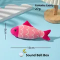 Giocattolo per gatti a forma di pesce rosa da 19 cm con erba gatta e scatola sonora - Pesce con Onde Rosa