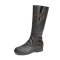 Elegante dunkelgraue hohe Martin-Stiefel aus Kunstleder mit Riemen und Schnallen - Grau