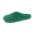 Bequeme grüne flauschige Lammfell-Clogs für Damen, warme flache Winterhausschuhe - Grün