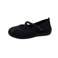 Black athletic ballet flats with breathable mesh and adjustable Mary Jane strap - 36 / Black