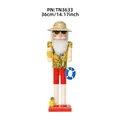 Cascanueces de 36 cm estilo hawaiano con sombrero de paja y salvagente azul de playa - Estilo Salvavidas (TN3633)