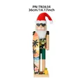 Cascanueces Papá Noel estilo hawaiano de 36cm con tabla de surf decoración de Navidad - Estilo Monopatín & Gorro de Navidad (TN3634)