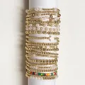 Ensemble de bracelets élastiques élégants avec perles CCB dorées et perles blanches - Combo Superposé Perle Croix (XY-2318+XY-2477) / Ensemble de Bracelets Multi-pièces