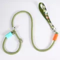 Close-up of durable green rope slip lead dog leash with floral pattern handle - 1.2cm Diameter (1.5m Length) / Green