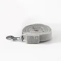 Rolled gray nylon dog leash with durable metal snap hook for pet training - S / Leash Only (Without Harness) / Approx 1.45m / Gray