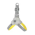 Detailed view of grey reflective dog harness with yellow lining and Sepeta logo - S / Yellow