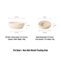 Gamelle en céramique beige brillant pour animaux avec disque flottant, dimensions et détails. - Bol Simple (Beige + Abricot)