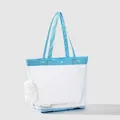 Breathable mint blue mesh cat carrier bag for summer outdoor travel and portable pet transport - Lake Blue