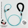 Detail of the multi-strand steel wire core in a heavy-duty blue dog slip lead. - Foam Handle P-Rope / Thickness 5mm * Length 70cm / Lake Blue Double Buckle