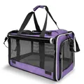 Purple breathable mesh pet carrier bag for small dogs and cats, foldable design. - 46*30*30cm / Purple