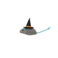 Halloween mouse cat toy with black witch hat and blue braided tail on white background - No. 3 Halloween Mouse