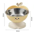 Adjustable stainless steel pet bowl for cats and dogs with apple design and dimensions - Stainless Steel Bowl Set / Yellow