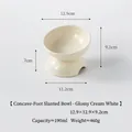 Glänzend cremeweißer, schräger Keramik-Haustiernapf mit hohem Fuß für Katzen und Hunde - Erhöhte Geneigte Schale mit Eingelassenem Boden / 190ml / Glänzend Cremeweiß