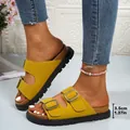 Sandales à plateforme jaune vif avec doubles brides à boucle et semelle épaisse de 3,5 cm - 36 / Jaune (688)