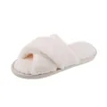 Chaussons d'intérieur en fausse fourrure blanc crème avec brides croisées pour l'hiver - 36-37 / Blanc