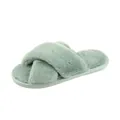 Chaussons en peluche vert sauge avec brides croisées pour l'intérieur - 36-37 / Vert