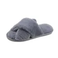 Chaussons gris pelucheux avec bandes croisées et doublure douce pour chaleur interne - 36-37 / Gris