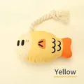 Yellow fish-shaped plush dog chew toy with durable cotton rope tail - Fathead Fish / Yellow