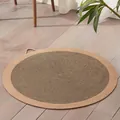 Durable round woven sisal cat scratch mat for floor protection and pet claw care - Coffee Cotton Rope Style / Size S (Diameter 40cm)