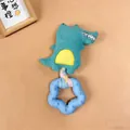 Green crocodile plush squeaky dog toy with blue TPR star teething ring and rope - Crocodile Style / 20x9cm