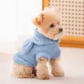 Premium cozy light blue plush hooded sweater for small dogs designed for winter warmth - S / Blue