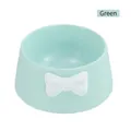 Mint green round pet bowl with white bowtie decoration for cats and dogs, durable design - Bow Diamond Pattern Single Bowl / Light Green