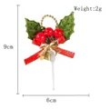 Mini Christmas cake topper decoration with green holly leaves and red berries - Green Leaf Style (W2-27) / 9cm x 6cm / Green