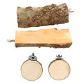 Set di posatoi in legno naturale con ramo, piattaforma e dischi tondi per pappagalli - 4 piece set 3